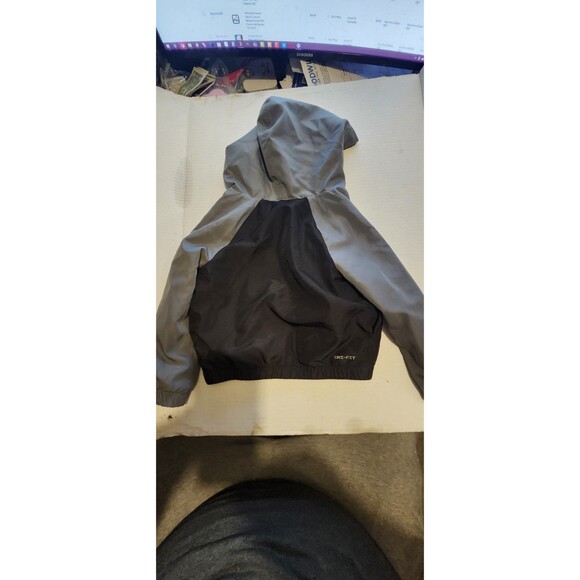 Nike Toddler Boys 2T Hooded Windbreaker Jacket Black Gray Lightweight Zip Up - Picture 5 of 6